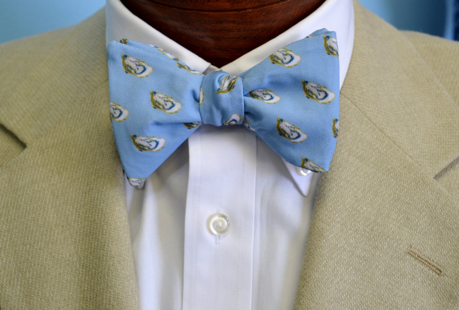 Light Blue Oyster Bow Tie Men's Bow Tie Preppy Bow Tie Etsy