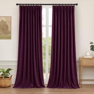 Tende oscuranti 100% prugna fatte a mano, pannelli per finestre per la privacy, tende naturali extra larghe perfette per soggiorni o sale da pranzo, tende per camere da letto