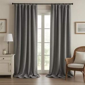 Gray Blackout Curtain, Extra Wide Curtain, Natural Curtains for Living or Dining Rooms, Custom Size Curtain, Bedroom Curtain, New Home Gift