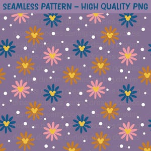 Mickey Flower Seamless File, Spring PNG, Flower Seamless Pattern, Spring Art
