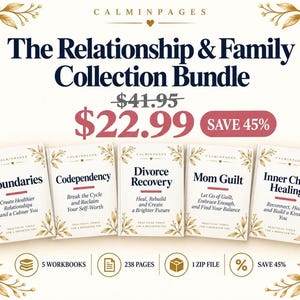 Relationship Healing Workbook Bundle, 5 Printable PDFs, 238 Pages