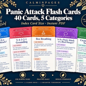 Panic Attack Coping Skills Flash Cards Printable PDF