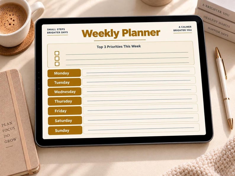 ADHD Digital Planner, Hyperlinked Undated PDF for Goodnotes and ...