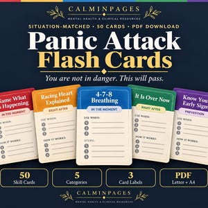 Panic Attack Coping Skills Flash Cards Printable PDF