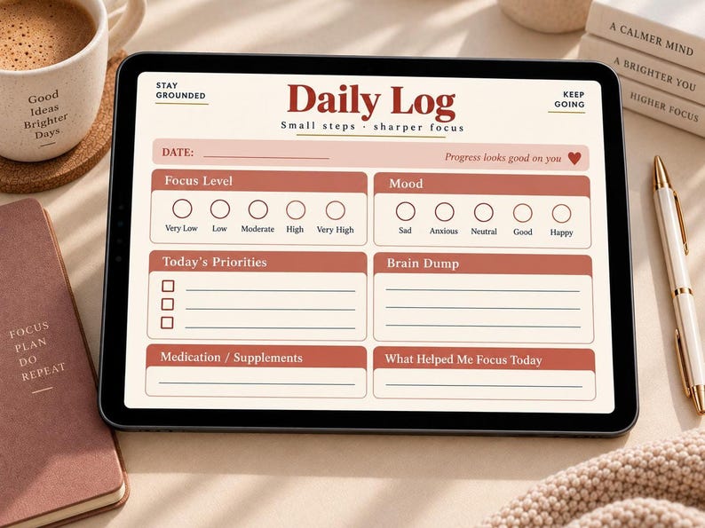 ADHD Digital Planner, Hyperlinked Undated PDF for Goodnotes and ...