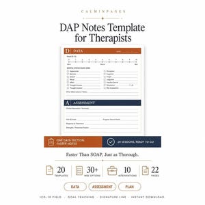 DAP-Notizvorlage (PDF), Therapeuten-Fortschrittsformulare für die Beratung