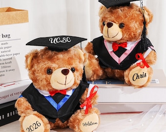 Personalized Graduation Bear, Custom Name and Year Plush Toy, Class of 2026 Grad Gift, Graduation Keepsake, Gifts for Children