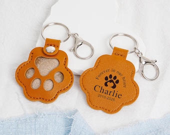 Custom Pet Hair Memorial Keychain, Engraved Pet Fur Keepsake Holder with Name,Memorial Keychain for Dog Lover,Pet Fur Keepsake,Pet Loss Gift