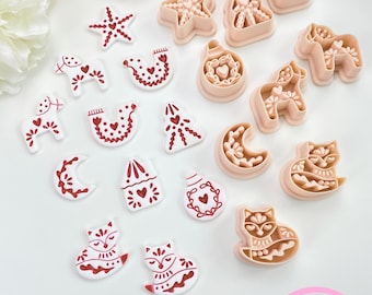 Nordic Christmas Clay Cutters: Scandinavische volkskunst polymeerklei oorbellen