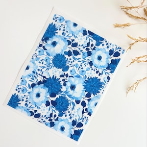 Blue Floral Clay Transfer Papers: Flower Transfer Sheet Dissolvable Polymer clay, Wildflower Polymer Clay Earring & Jewelry Making Supplies