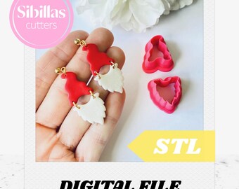 Gnome clay cutter STL: Christmas clay earring supply (Digital Download)