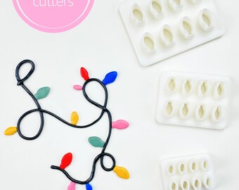 Christmas Lights Clay Cutters | Micro Cluster Lightbulb Polymer Clay Cutters | Mini Christmas Stud Earring Cutters | Holiday Clay Tools