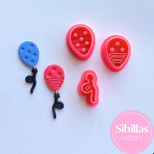 4th of july polymer clay cutter set, USA Balloon earring clay cutter, Fourth of July polymer clay tool, Cute America patriotic clay supplies