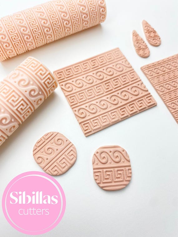 Ancient Greek Texture Roller for Polymer Clay | Greek Pattern Embossing Roller | Clay Texture Tool for Pottery, Ceramics & Jewelry Making