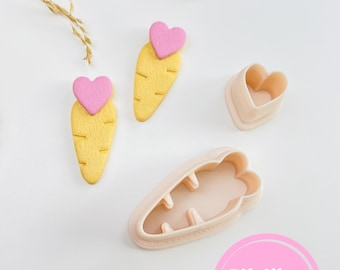 Easter carrot clay cutter: spring polymer clay stamp with tapered edges