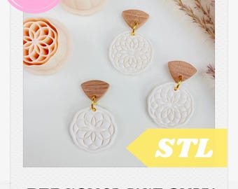 Mandala polymer clay Earring Cutter STL: 3D Print File, Boho Mandala Clay Tool for Handmade Jewelry & Earrings (Digital Download)