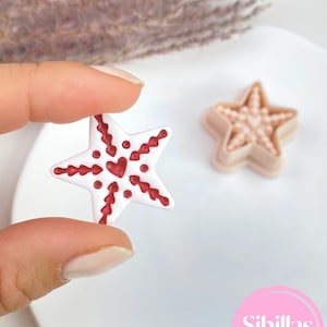 Nordic Christmas Clay Cutters: Scandinavian Folk art polymer clay earring supply 6. Star