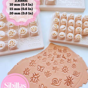 Mini stämpelset med insektlera, mini sommarstämplar av polymerlera, keramikverktyg med trädgårdsdjur - 10 mm, 15 mm, 20 mm
