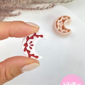Nordic Christmas Clay Cutters: Scandinavian Folk art polymer clay earring supply 7. Moon