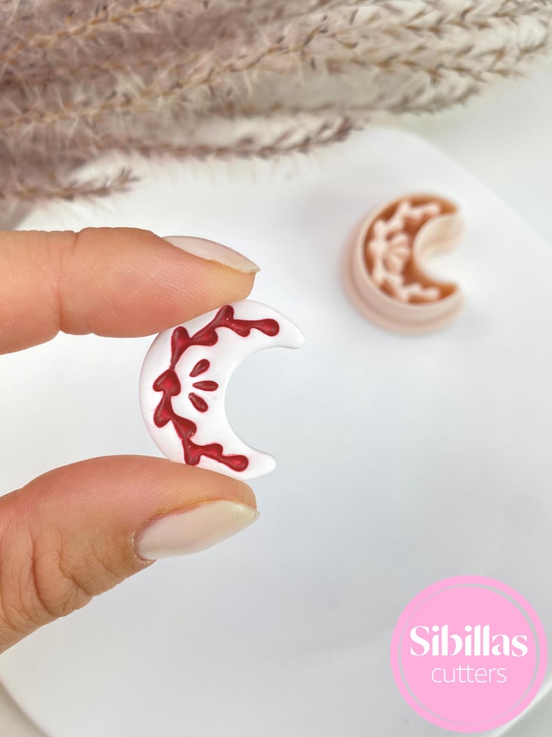 Nordic Christmas Clay Cutters: Scandinavian Folk art polymer clay earring supply 7. Moon