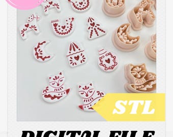Nordic Christmas Earring Cutter STL Bundle: Scandinavian Folk Art (Digital Download)