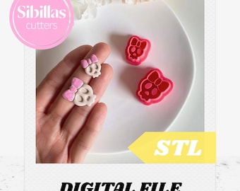 Skull with Bow Polymer Clay Cutter STL File: Halloween Earring Tool (Digital Download)