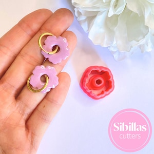 Boho flower polymer clay cutter, Floral huggies earring clay cutter, Summer jewelry cutter, Unique Spring polymer clay tool, Cute cutter
