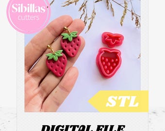 Strawberry Polymer Clay Cutter STL: Fruits clay cutters for Earrings (Digital Download)
