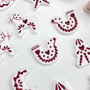 Folk art Christmas clay cutters for polymer clay earrings