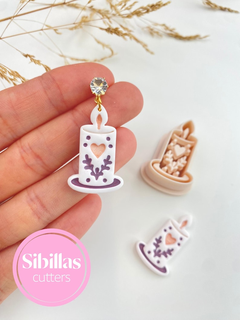 Scandinavian folk art polymer clay cutters for earrings, fall clay supplies, autumn charms, and seasonal jewelry designs.