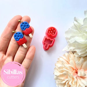 USA popsicle polymer clay cutter, 4th of july earrings clay cutter set, Patriotic ice cream cutter, Fourth of July polymer jewelry clay tool