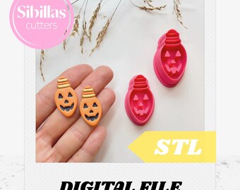 Halloween Light Bulb Polymer Clay Cutter STL: Pumpkin Jewelry Tool (Digital Download, 32-42mm