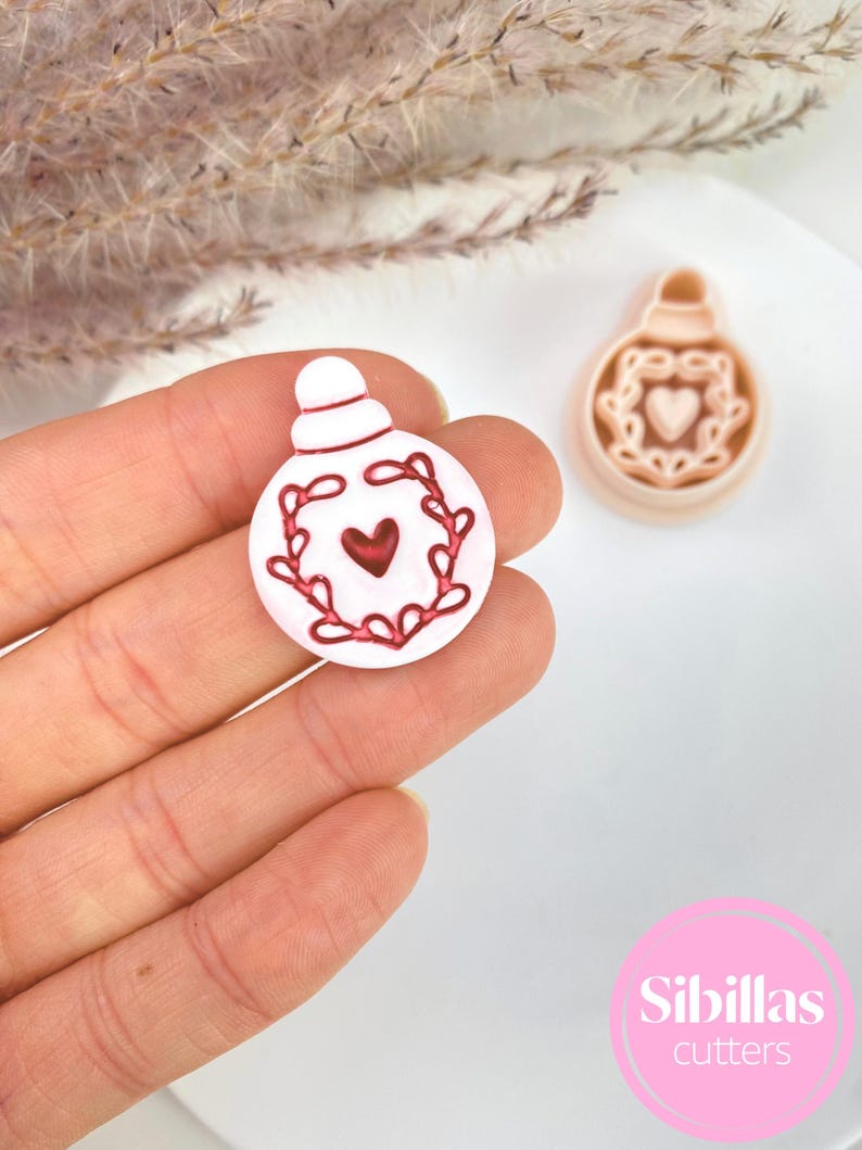 Nordic Christmas Clay Cutters: Scandinavian Folk art polymer clay earring supply 8. Christmas ball