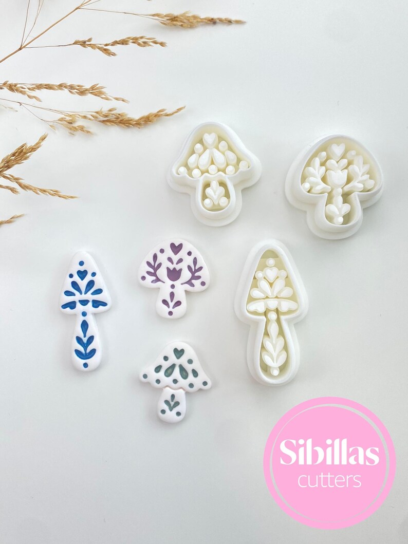 Nordic clay cutter set for polymer clay earrings, folk art charms, fall jewelry making, and handmade clay accessories.