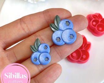 Blueberry  polymer clay cutter, Autumn stud earrings cutter, Cute Fruit Jewelry cutter, Fun Berries Whimsical clay tool, Picnic clay supplie