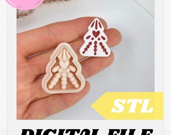 Nordic Christmas Tree  Earring Cutter STL: Scandinavian Folk Art Polymer Clay Jewelry (Digital Download)