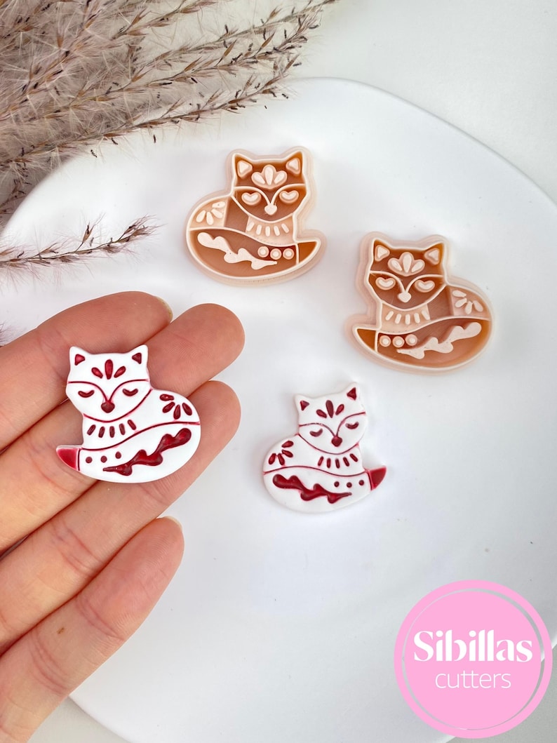 Scandinavian folk Christmas clay cutter set with dala horse and fox