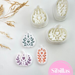 Fall clay earring cutters for polymer clay jewelry, Scandinavian folk art tools, autumn charms, and seasonal craft supplies.