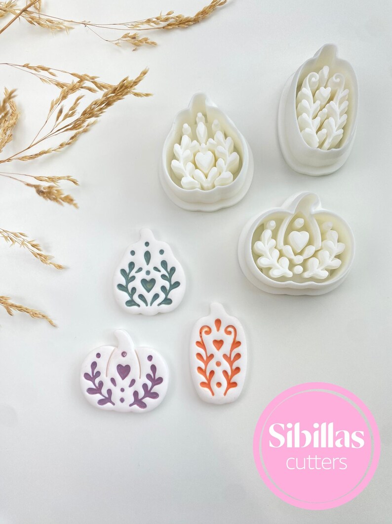 Fall clay earring cutters for polymer clay jewelry, Scandinavian folk art tools, autumn charms, and seasonal craft supplies.