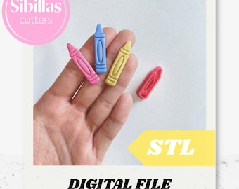 Crayon Polymer Clay Cutter STL: Back to School Earrings (Digital Download, 3D Print File)