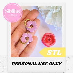 3D printed floral stamp STL for creating boho polymer clay earrings.