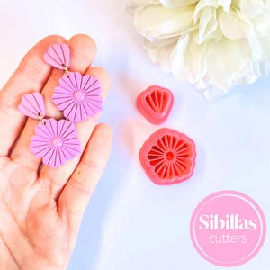 Boho flower polymer clay cutter, Embossed floral earring clay cutter, Summer jewelry cutter, Unique Spring polymer clay tool, Cute cutter