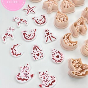 Scandinavian Christmas clay cutter bundle inspired by Nordic folk art.