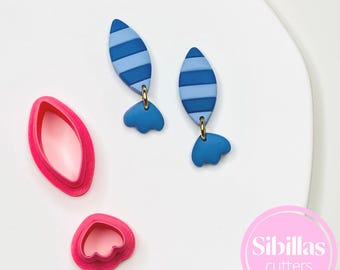 Set di stampi per argilla a forma di pesce: timbro in argilla boho con bordi affilati