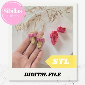 Leraar oorbellen klei uitstekers STL: terug naar school polymeer klei uitstekers (digitale download)