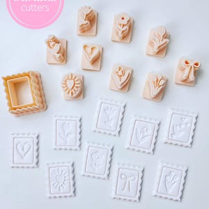 Taglierina per francobolli, timbro in argilla Boho con bordi affusolati e affilati