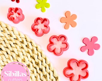 Abstract flower clay cutter: clay stamps floral