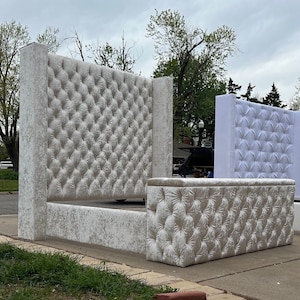 Luxury Wingback Bed Frame: Diamond Tufted, Made to Order - Etsy