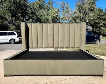 Alberta King Bed Frame: Vertical Channel Tufted Storage Bed (MADE TO ORDER)
