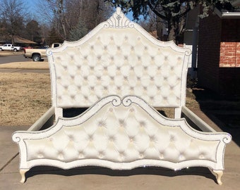 French Bed Frame, Hand Tufted, Tall, Crystal Glam Haute House Inspired CUSTOM MADE